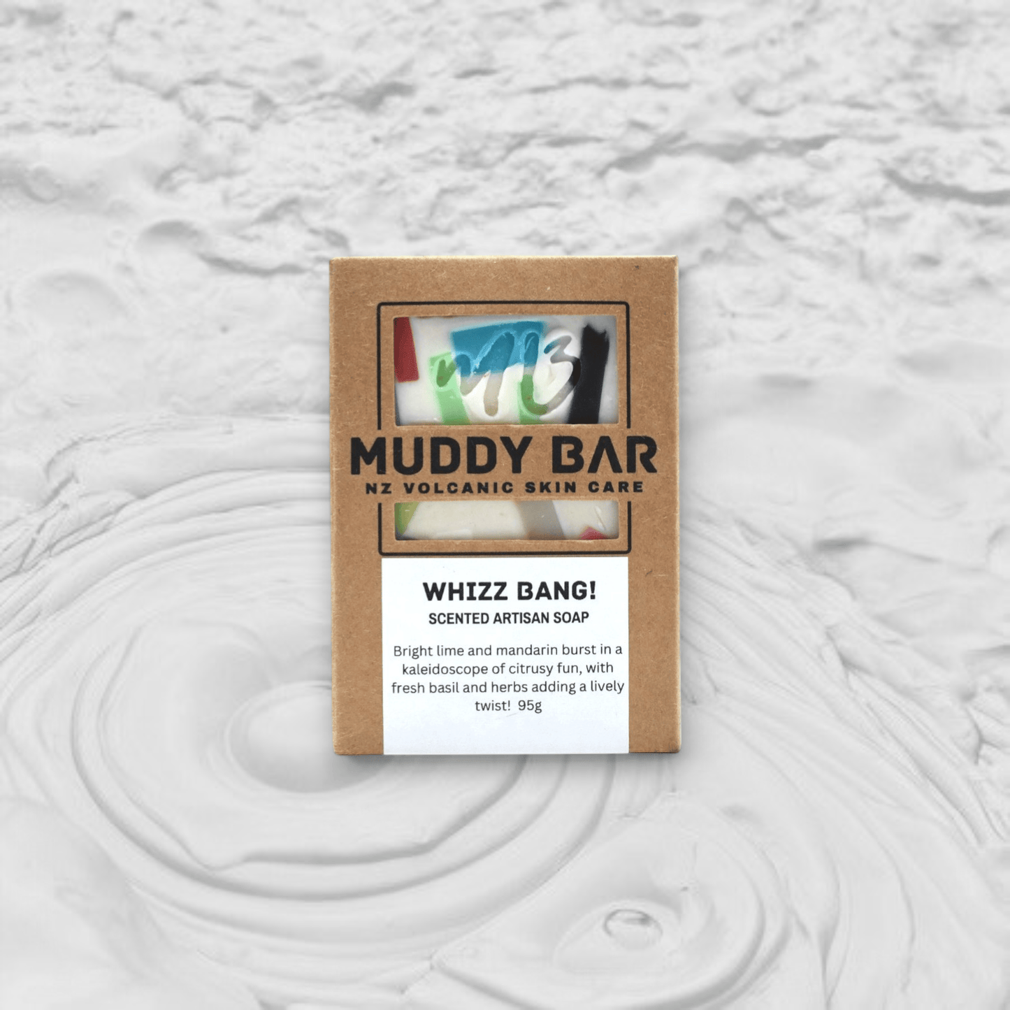 Muddy Bar soap WHIZZ BANG SOAP, with volcanic clay.
