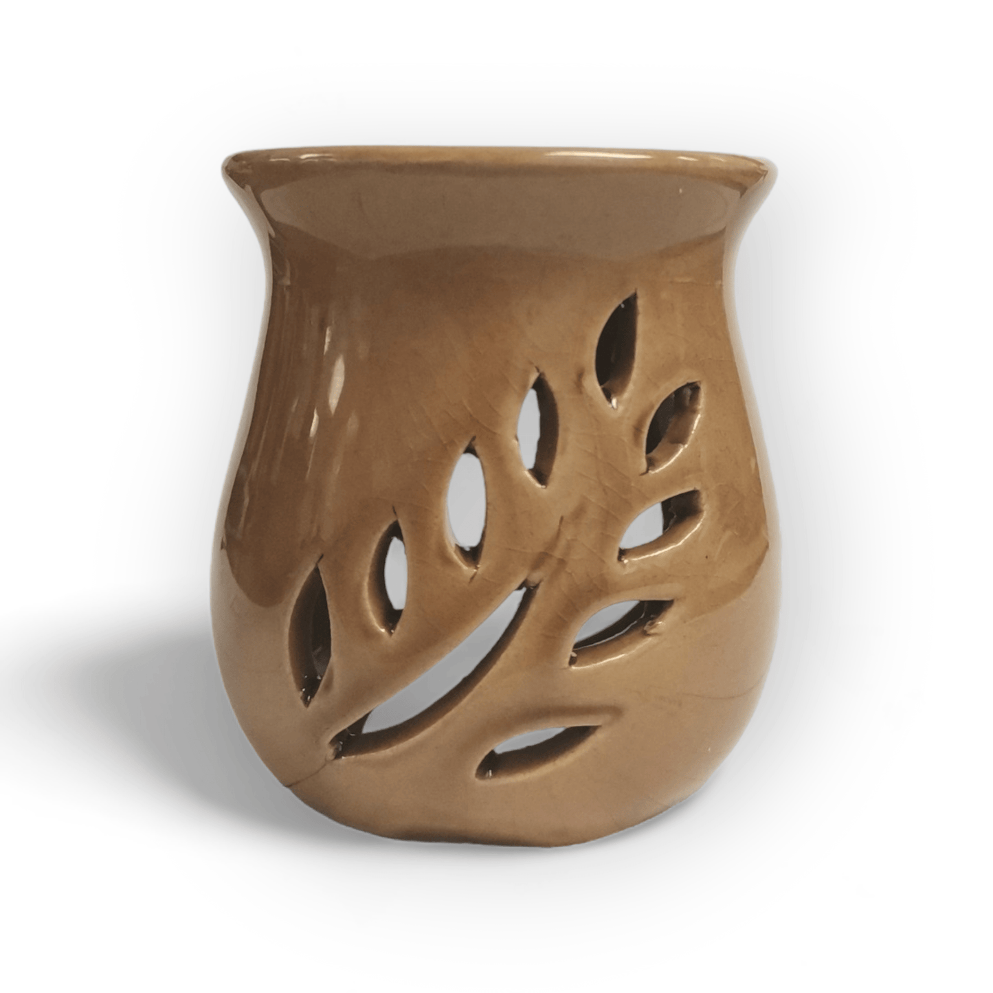 Sulphur City Soapery Mini oil burner, leaf cut out - brown