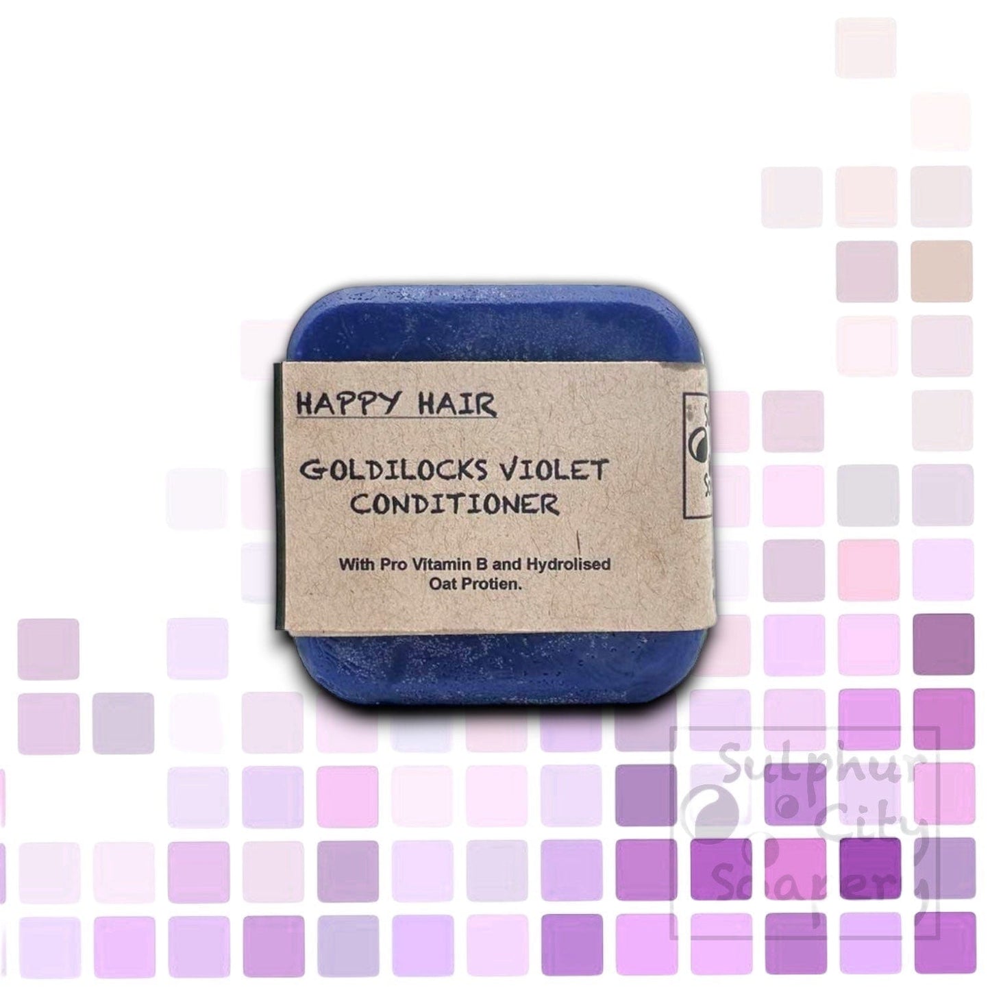 Sulphur City Soapery solid conditioner bar Goldilocks, Violet Conditioner bar.