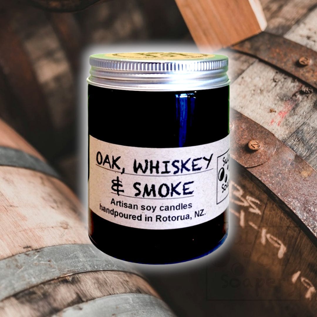 Oak, Whiskey & Smoke scented soy candle. 150g Sulphur City Soapery