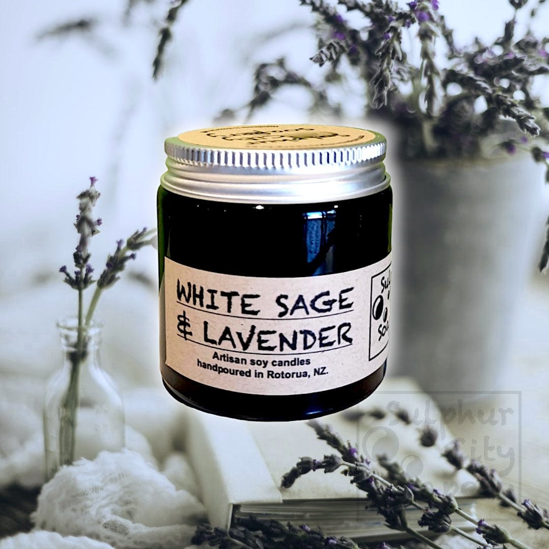 Sulphur City Soapery soy candle White Sage & Lavender scented soy candle. 80g