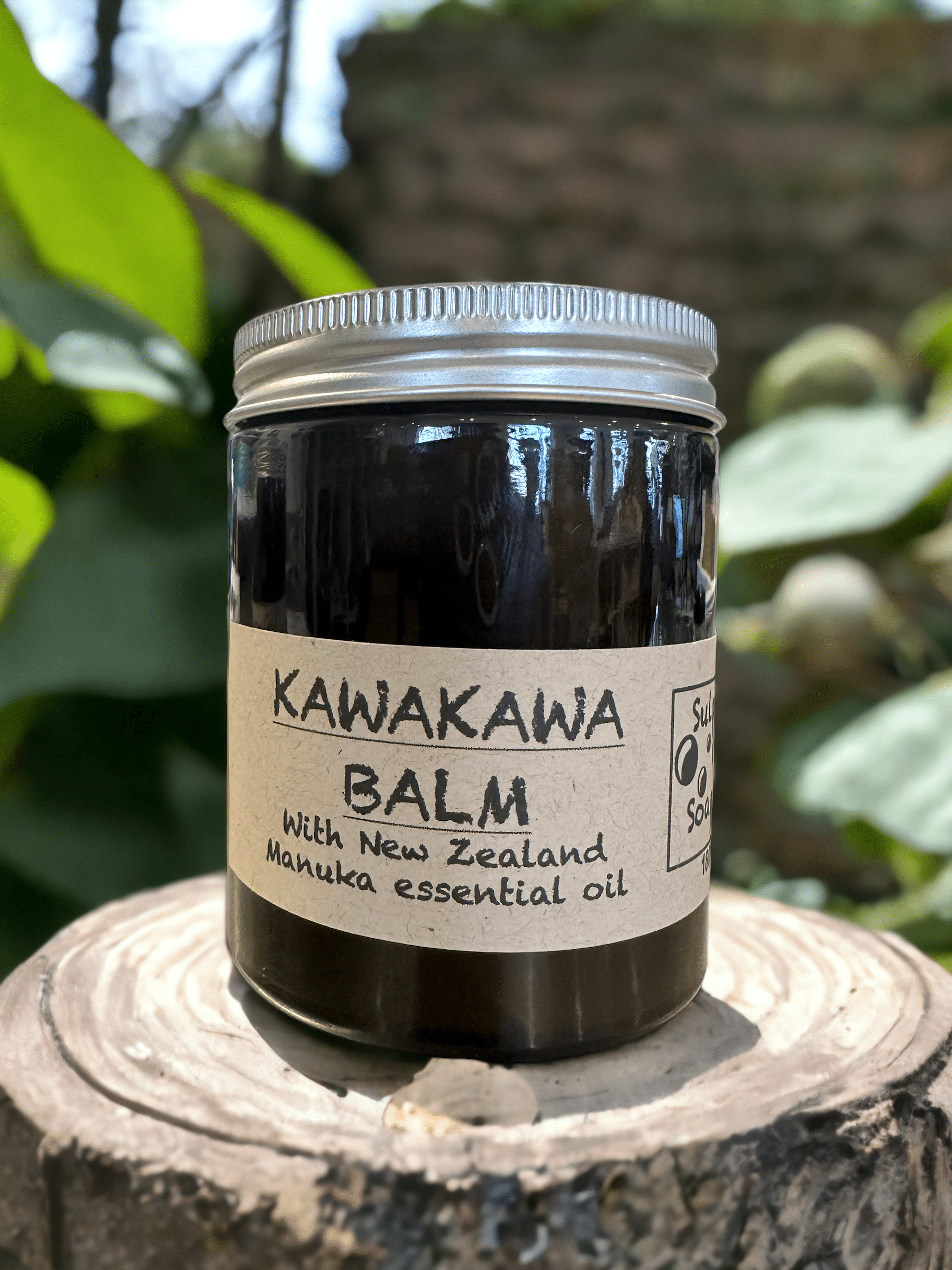 Sulphur City Soapery kawakawa balm Kawakawa Balm, 150g in amber glass jar.