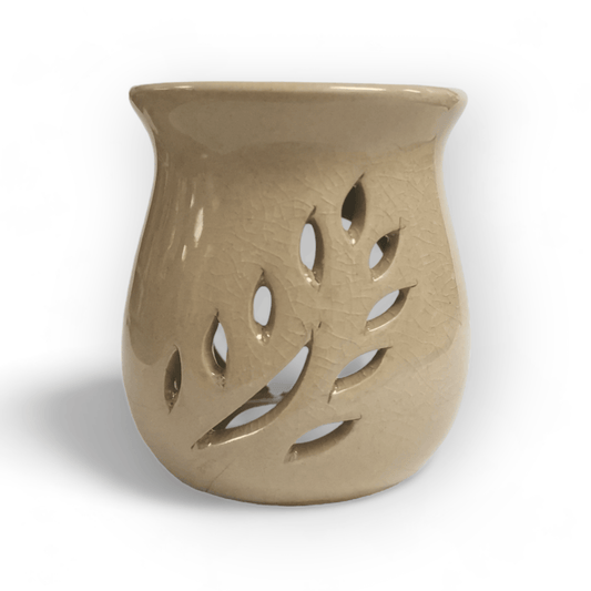 Sulphur City Soapery Mini oil burner, leaf cut out - beige