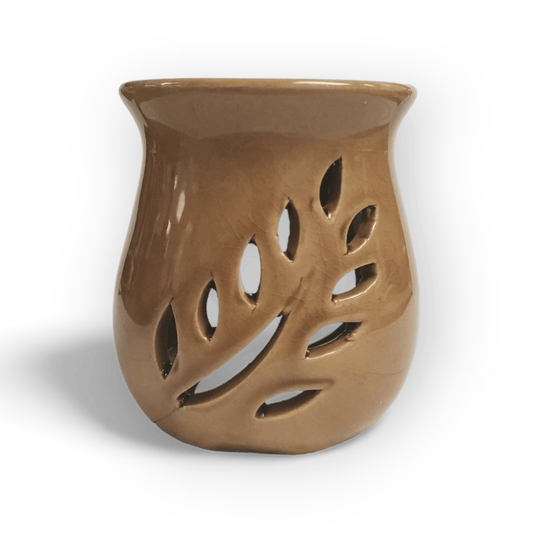 Sulphur City Soapery Mini oil burner, leaf cut out - brown