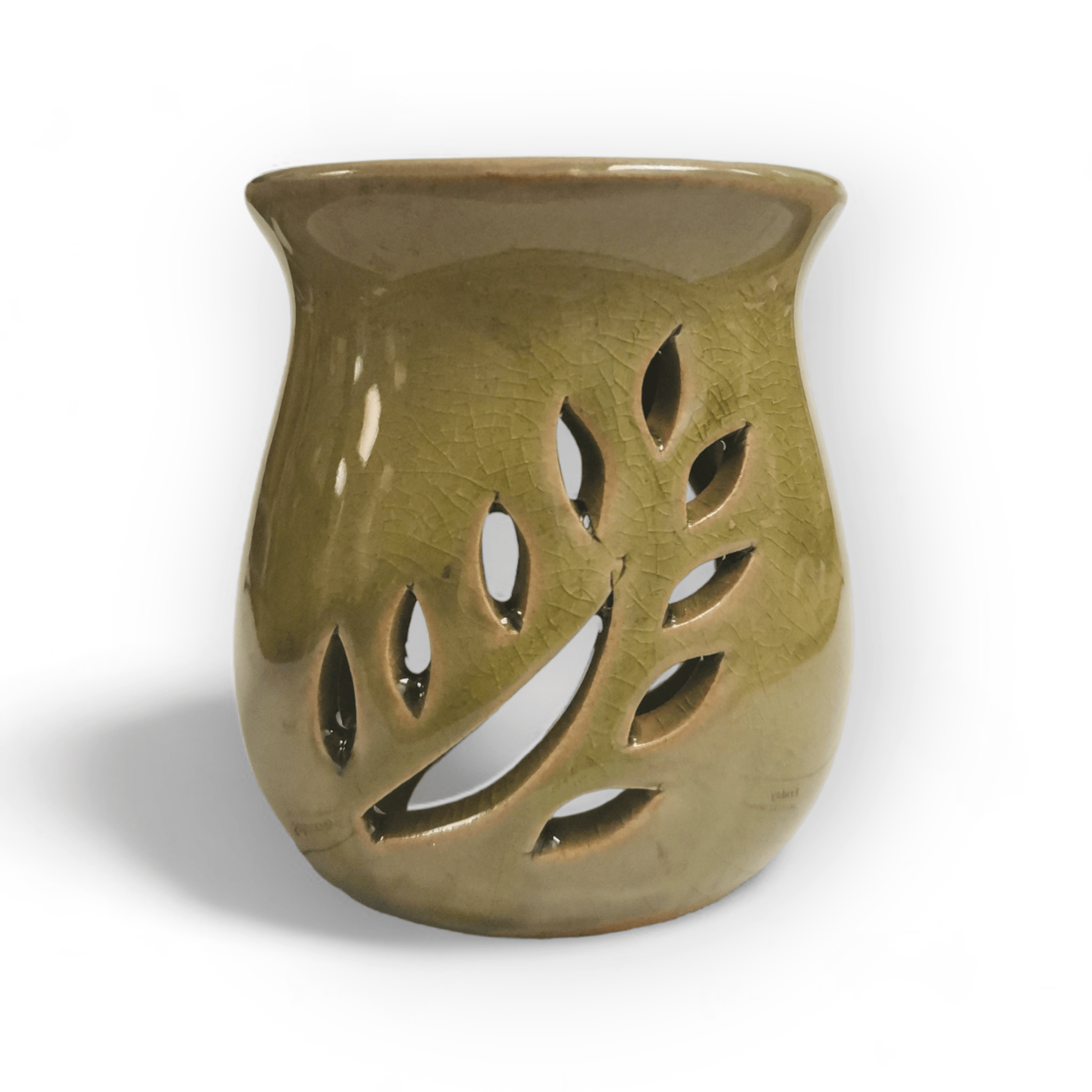 Sulphur City Soapery Mini oil burner, leaf cut out - green