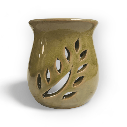 Sulphur City Soapery Mini oil burner, leaf cut out - green
