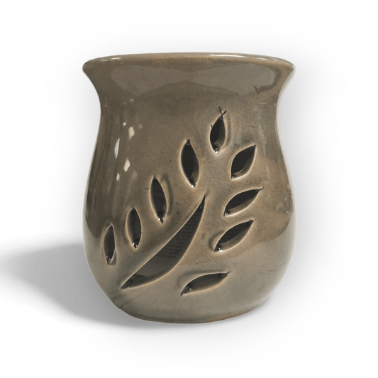Sulphur City Soapery Mini oil burner, leaf cut out - grey