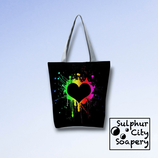 Sulphur City Soapery pride bracelet Pride Tote Bag - Love Heart Paint Splash