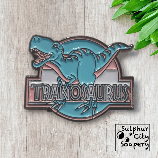 Sulphur City Soapery pronoun pin Pride Pin - Tranosaurus