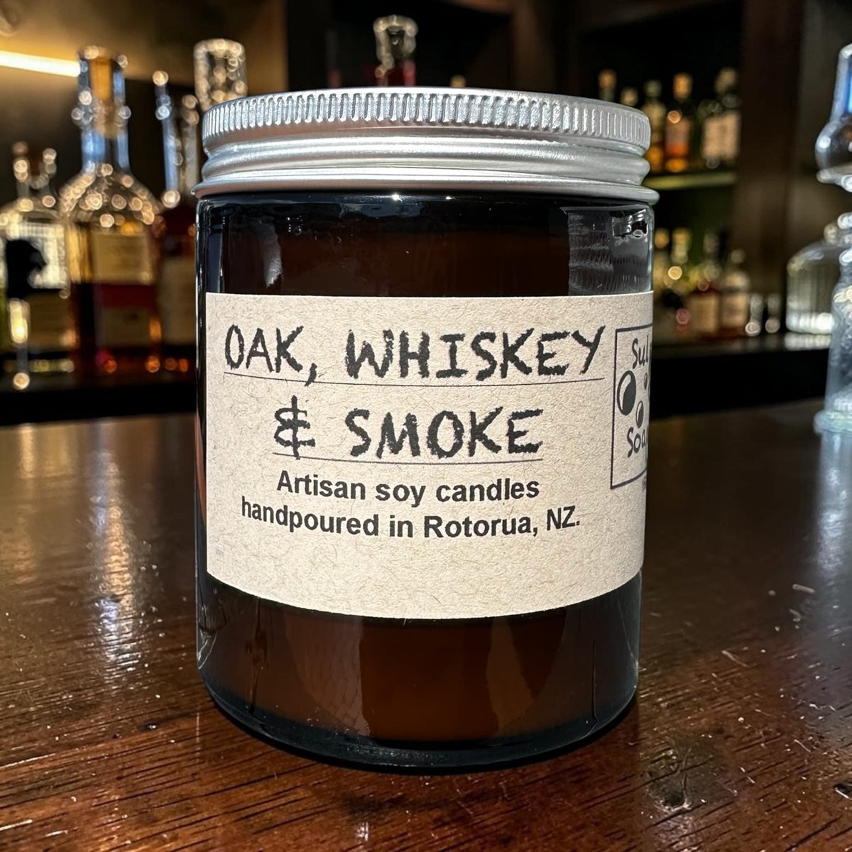 Sulphur City Soapery soy candle Oak, Whiskey & Smoke scented soy candle. 80g