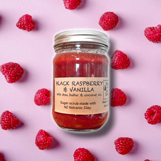 Sulphur City Soapery sugar scrub Raspberry scented sugar scrub