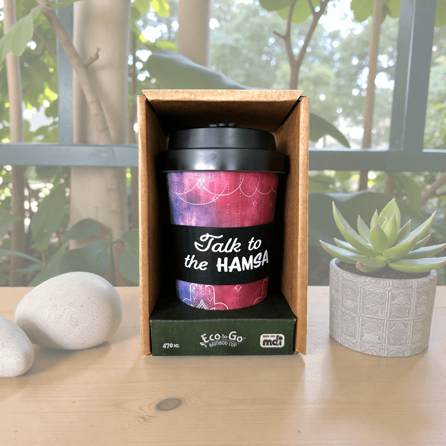 Sulphur City Soapery Talk to the Hamsa - Eco-to-go cup.