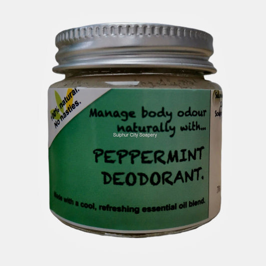 Sulphur City Soapery Peppermint natural deodorant.